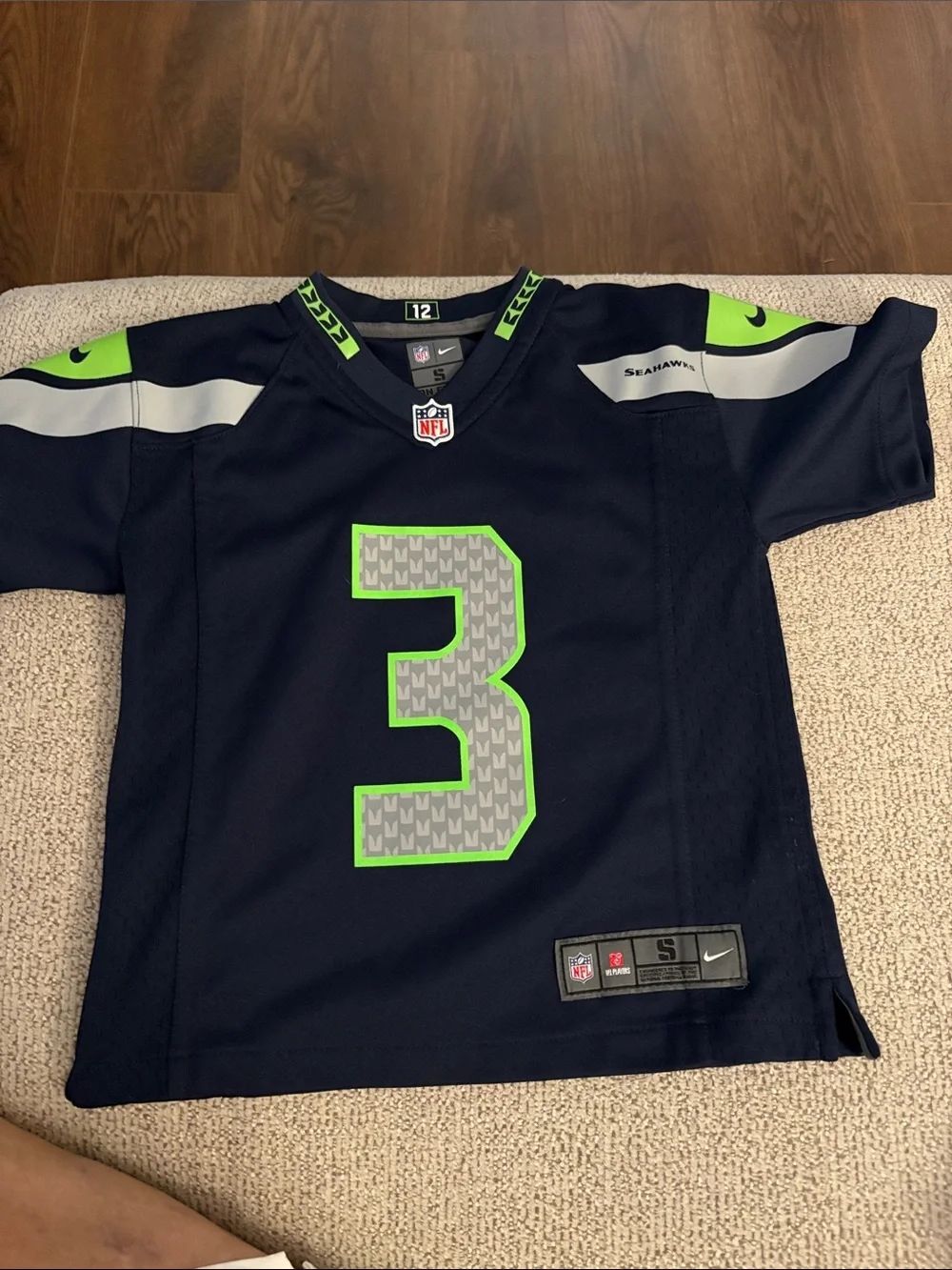NFL Kids Seattle Seahawks Navy & Neon Green #3 Jersey